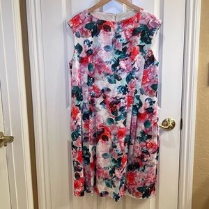 Eliza J Dress size 14W floral pink green cream beautiful